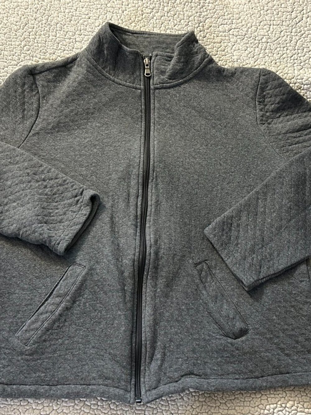 Talbots -- charcoal grey full zip sweater